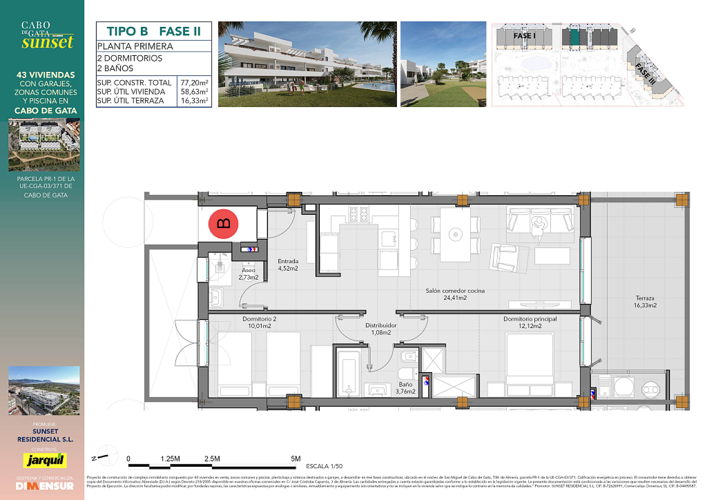 Cabo de Gata Sunset. Vivienda planta 1ª tipo B Fase 2