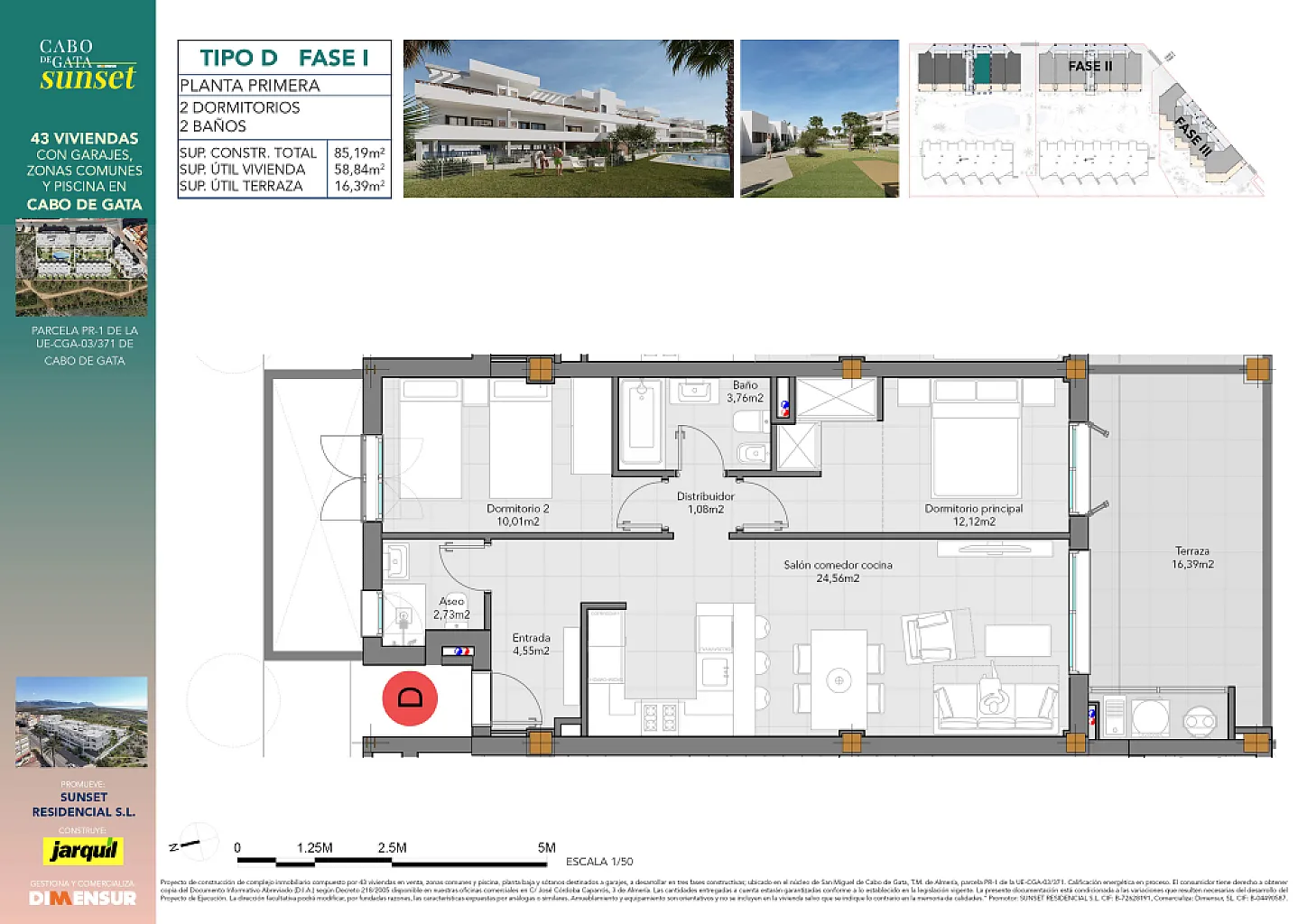 Cabo de Gata Sunset. Vivienda planta 1ª tipo D Fase 2