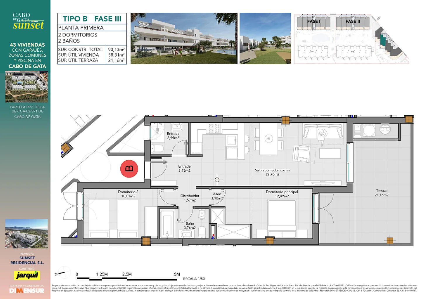 Cabo de Gata Sunset. Vivienda planta 1ª tipo B. edif.2.3