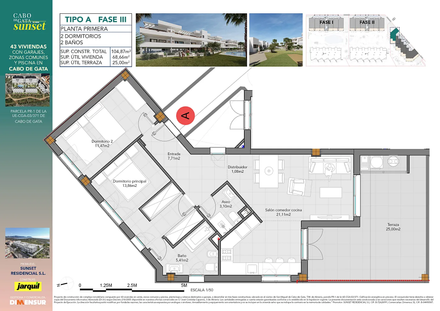 Cabo de Gata Sunset. Vivienda planta 1ª tipo A. edif.2.3