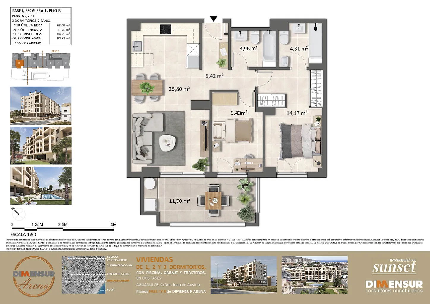 DIMENSUR ARENA. Vivienda tipo B. Planta 1ª  Escalera 1