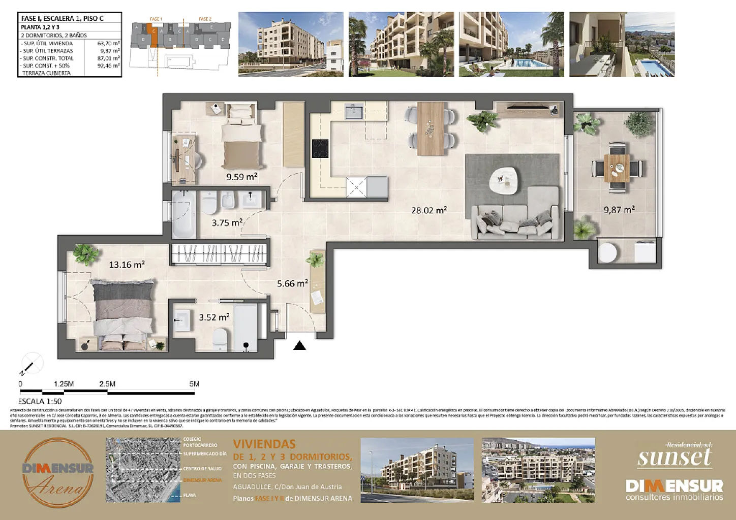 DIMENSUR ARENA. Vivienda tipo C. Planta 1ª  Escalera 1