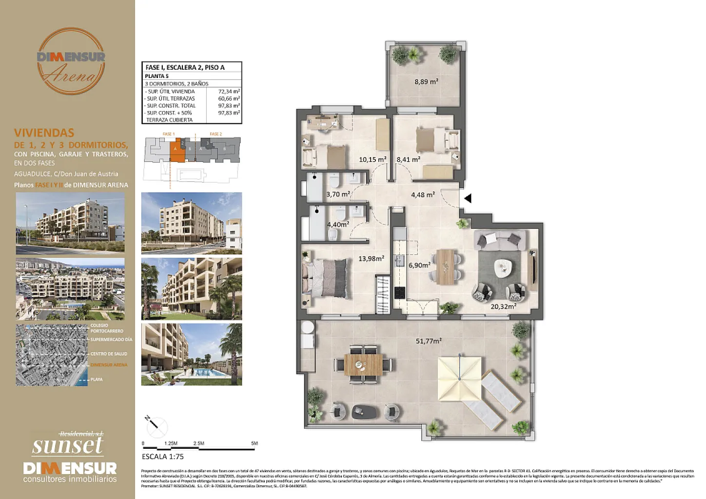 DIMENSUR ARENA. Vivienda tipo A. Planta 5ª  Escalera 2