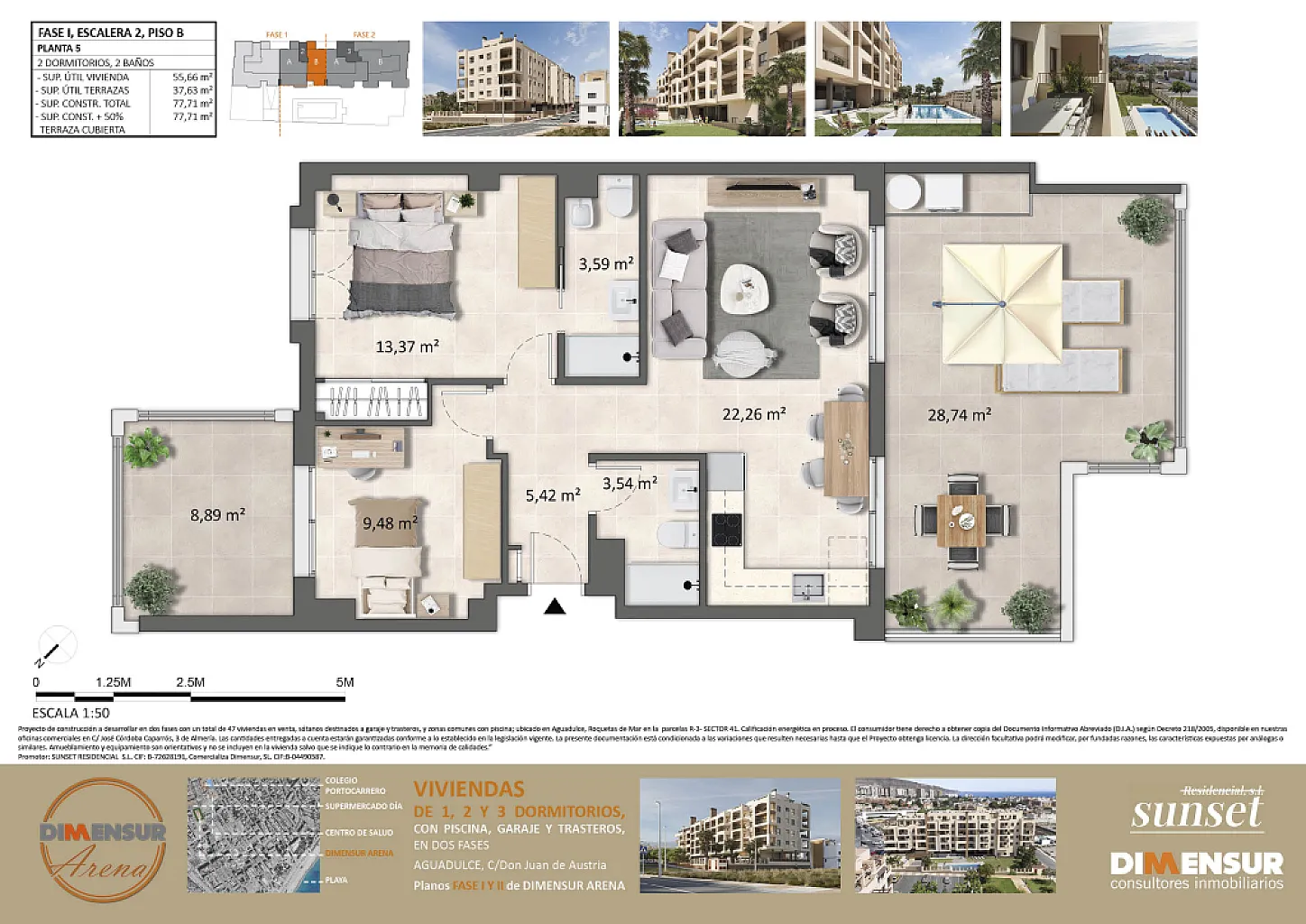DIMENSUR ARENA. Vivienda tipo B. Planta 5ª  Escalera 2