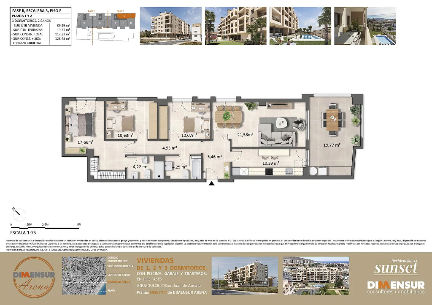 DIMENSUR ARENA. Vivienda tipo E. Planta 1ª  Escalera 3
