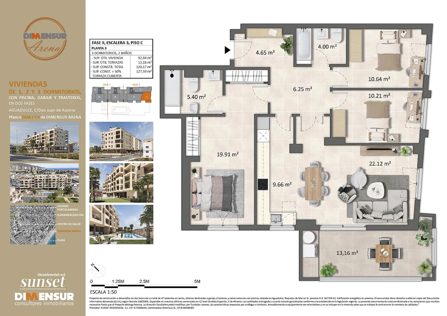 DIMENSUR ARENA. Vivienda tipo C. Planta 3ª  Escalera 3